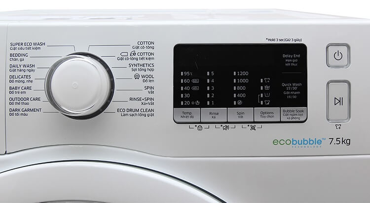 Máy giặt lồng ngang Samsung dùng công nghệ Eco Bubble và đa phần là dẫn động gián tiếp giống máy Electrolux