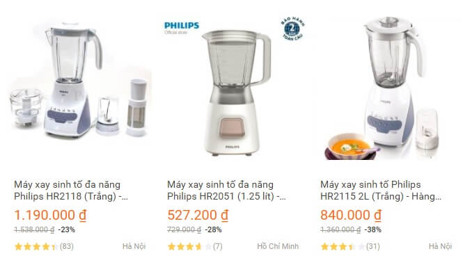 Một số dòng sản phẩm máy xay sinh tốt Philips