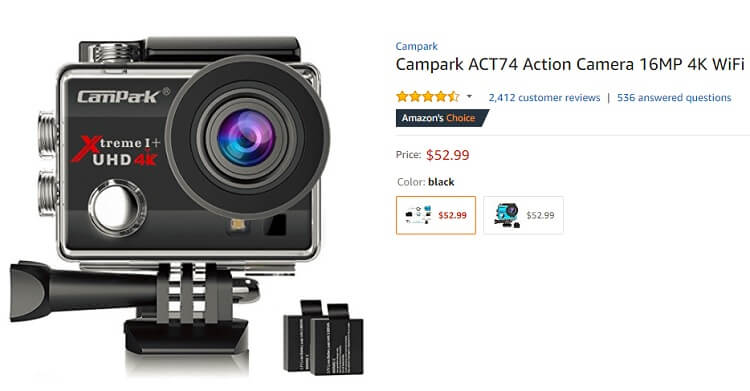 Giá camera hành trình trên Amazon có những sản phẩm giá rẻ chỉ từ khoảng 1 triệu