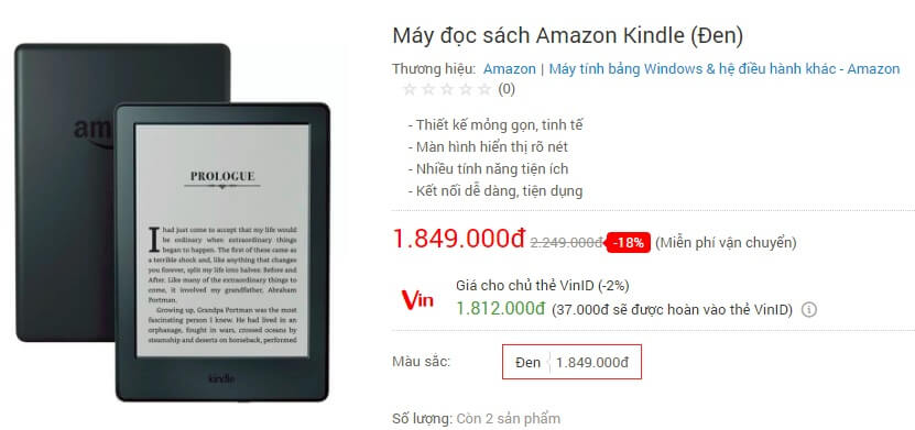 Máy đọc sách Kindle chỉ từ 1.8 triệu tại Adayroi