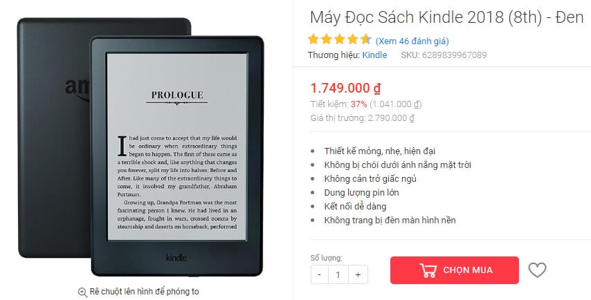 Kindle bán bở Tiki Trading có giá rẻ như mua từ Amazon