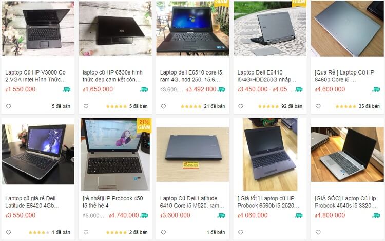 Nhiều sản phẩm laptop cũ bán rất chạy ở Shopee